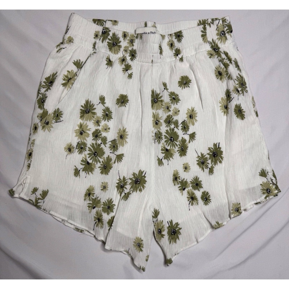 Abercrombie And Fitch White And Green Flowers Flowy Shorts Womens‎ Size XS